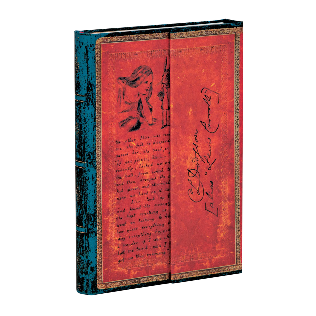 Paperblanks Lewis Carroll, Alice in Wonderland Mini Hardback Journal – Lined, 176 Pages – angled view
