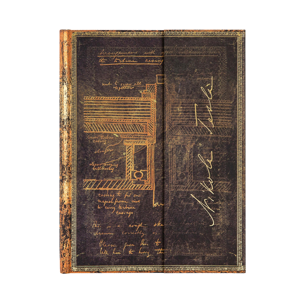 Paperblanks Tesla, Sketch of a Turbine Ultra Hardback Journal – Lined, 144 Pages – front cover