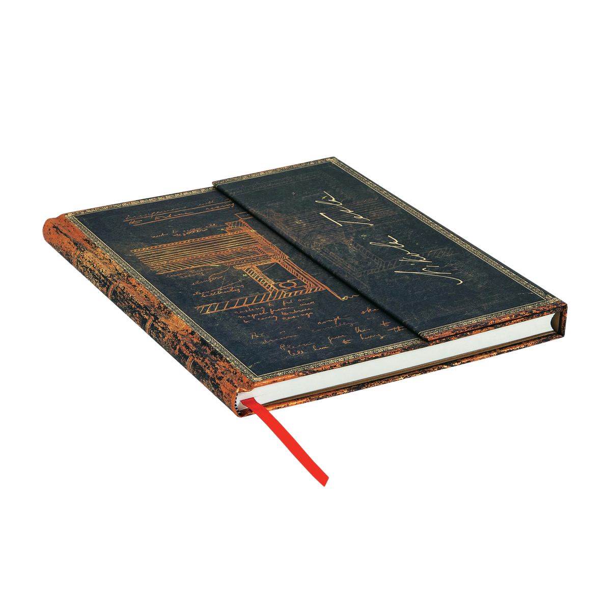 Paperblanks Tesla, Sketch of a Turbine Ultra Hardback Journal – Plain, 144 Pages – page edge