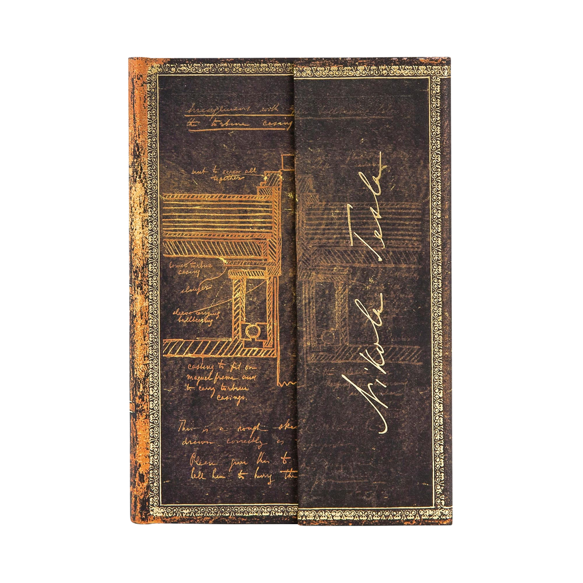 Paperblanks Tesla, Sketch of a Turbine Mini Hardback Journal – Lined, 176 Pages – front cover