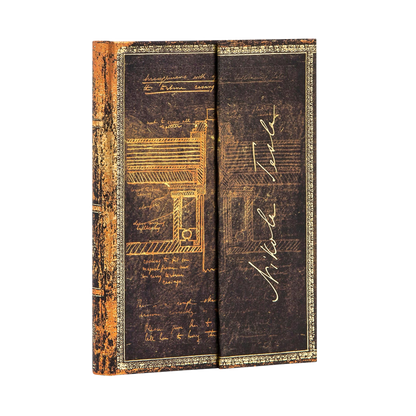 Paperblanks Tesla, Sketch of a Turbine Mini Hardback Journal – Plain, 176 Pages – angled view