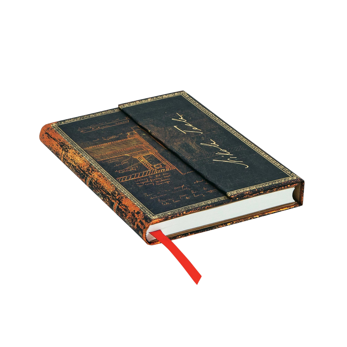 Paperblanks Tesla, Sketch of a Turbine Mini Hardback Journal – Plain, 176 Pages – page edge