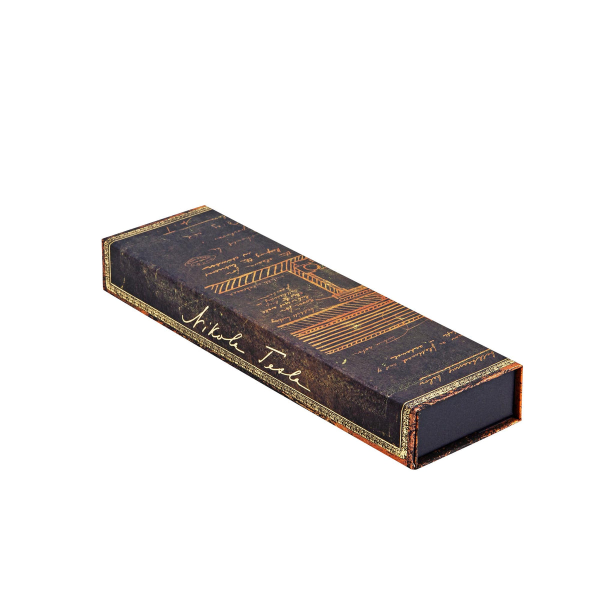 Paperblanks Tesla, Sketch of a Turbine Pencil Case – angled view