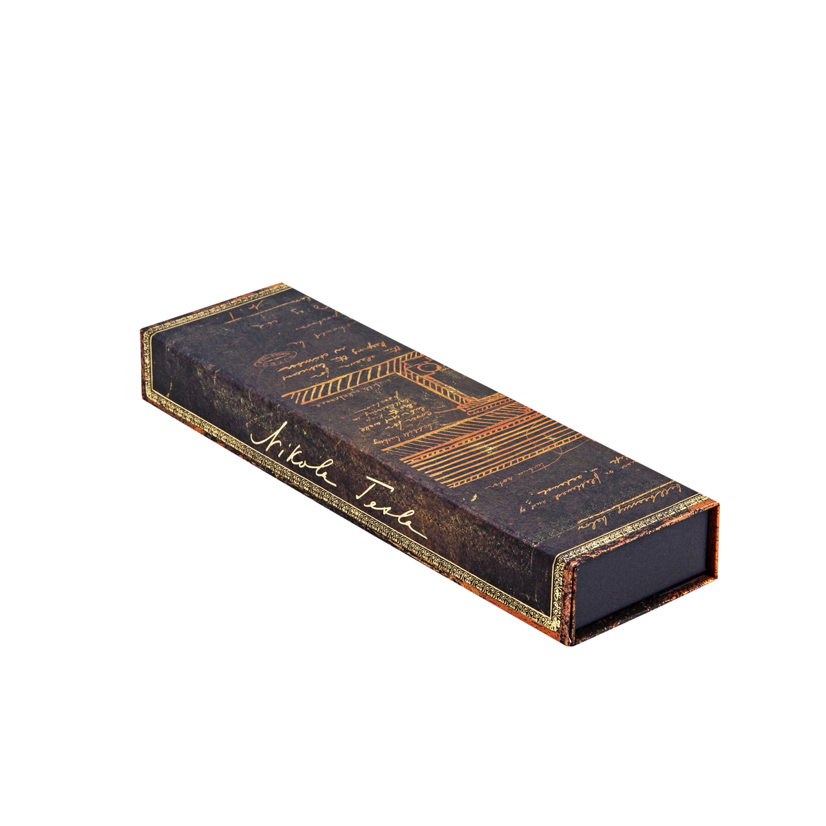 Paperblanks Tesla, Sketch of a Turbine Pencil Case – front view