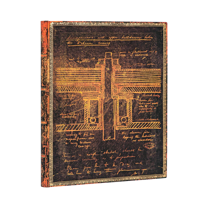 Paperblanks Tesla, Sketch of a Turbine Ultra Softback Flexi Journal – Lined, 176 Pages – angled view
