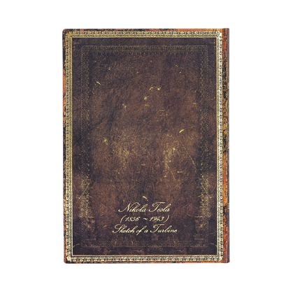 Paperblanks Tesla, Sketch of a Turbine Midi Softback Flexi Journal – Lined, 176 Pages – back cover