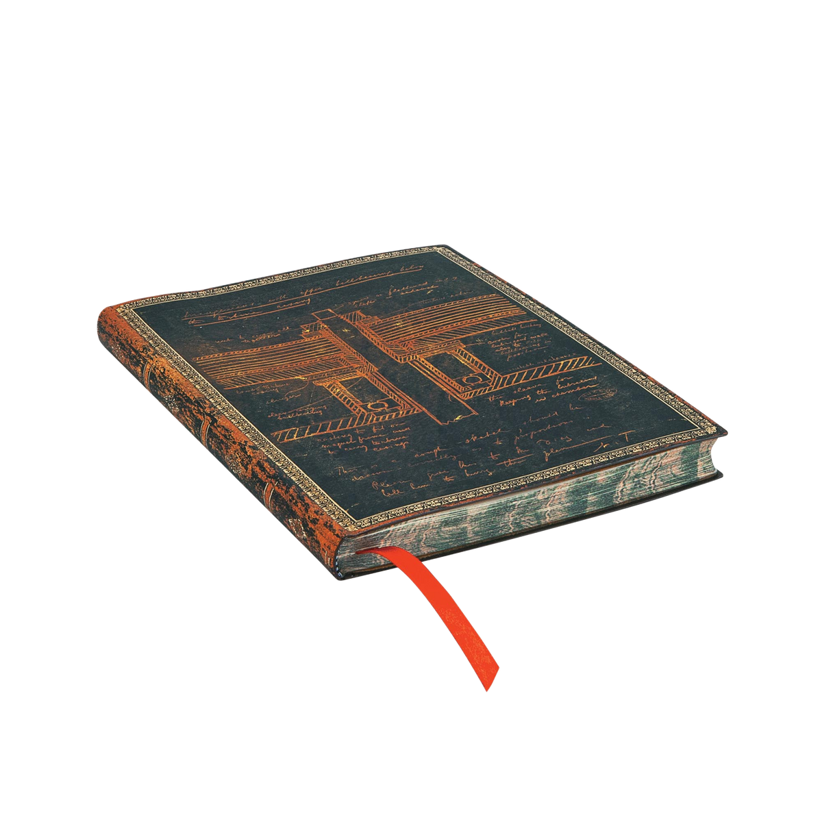 Paperblanks Tesla, Sketch of a Turbine Midi Softback Flexi Journal – Lined, 176 Pages – page edge