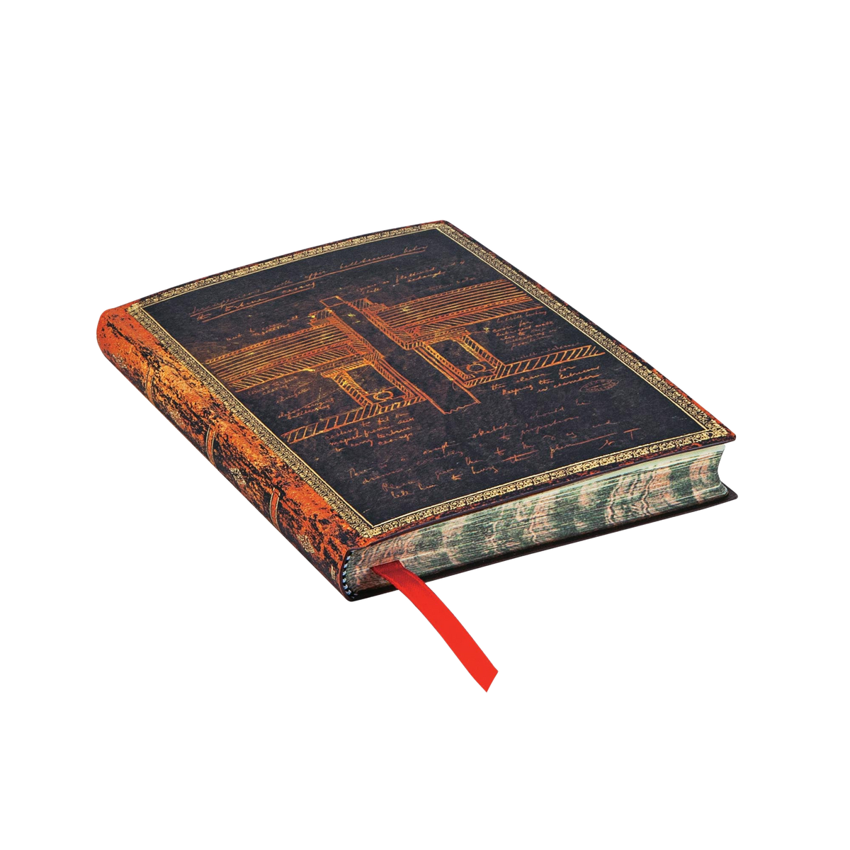 Paperblanks Tesla, Sketch of a Turbine Mini Softback Flexi Journal – Lined, 208 Pages – page edge