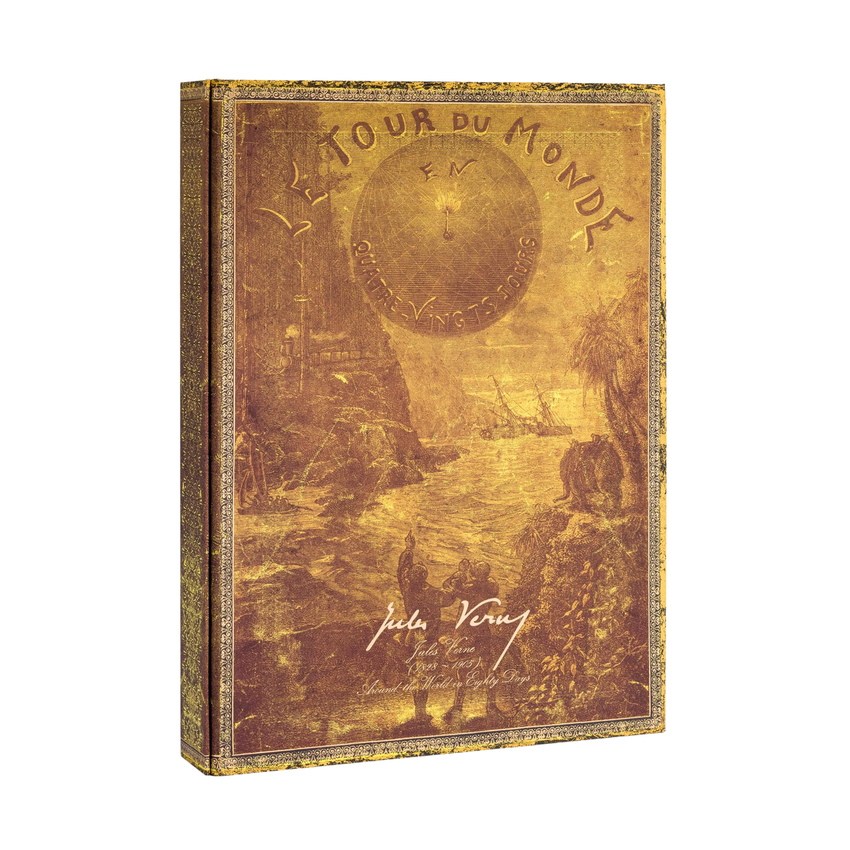 Paperblanks Verne, Around the World Manuscript Box – angled view