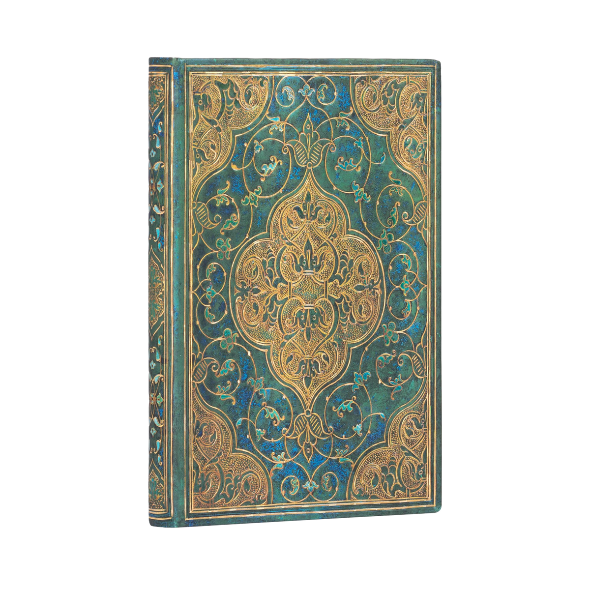 Paperblanks Turquoise Chronicles Mini Hardback Address Book – 128 Pages – angled view