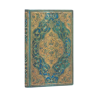Paperblanks Turquoise Chronicles Mini Hardback Address Book – 128 Pages – angled view