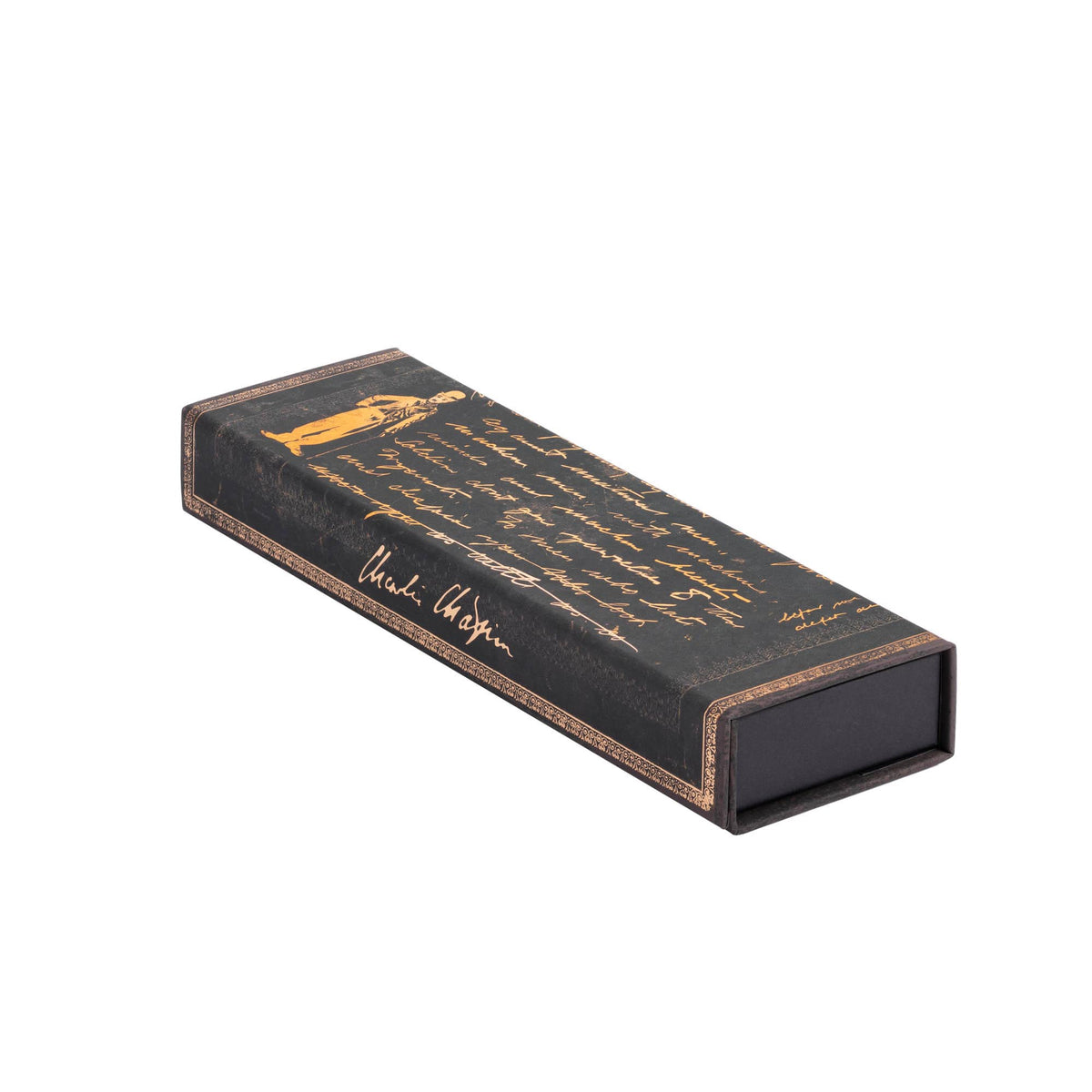Paperblanks Celebrating Charlie Chaplin Pencil Case – angled view
