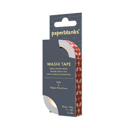 Paperblanks Hishi/Filigree Floral Ivory Washi Tape – Pack of 2 – packaging