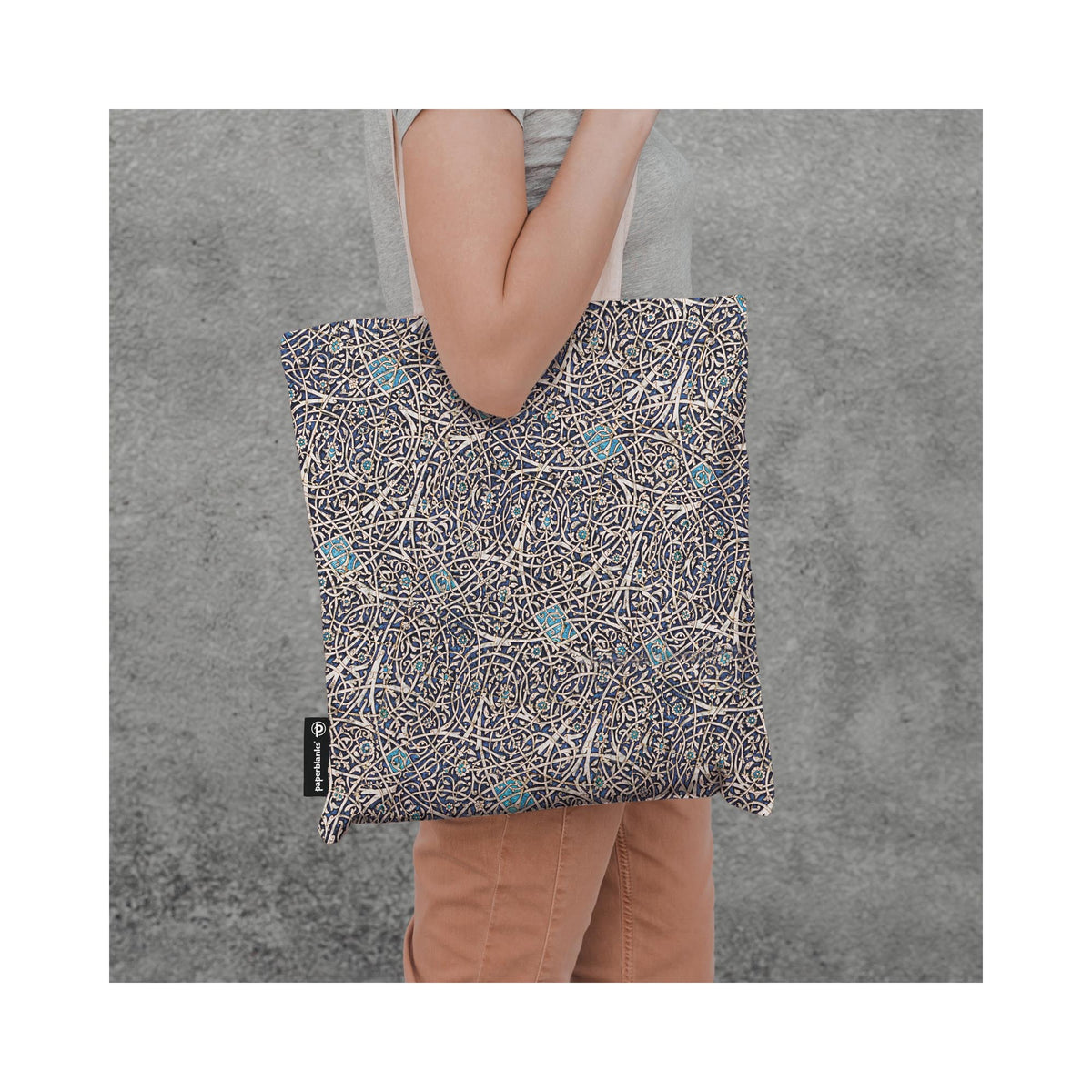 Paperblanks Granada Turquoise Cotton Tote Bag – side view