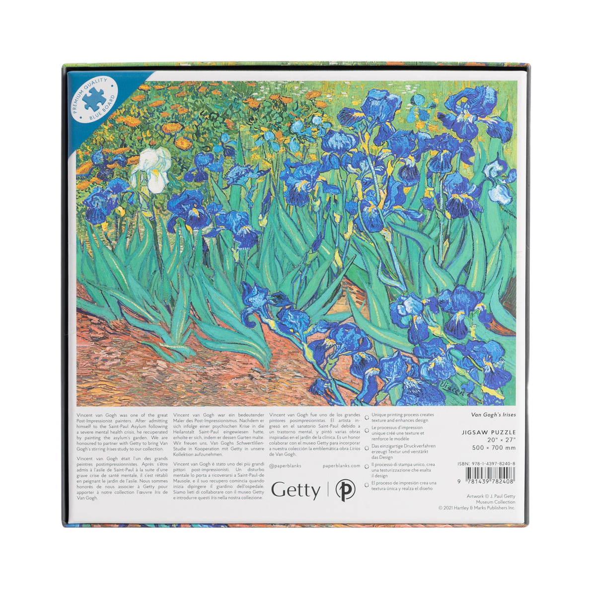 Paperblanks Van Gogh’s Irises 1000-Piece Jigsaw Puzzle – back view