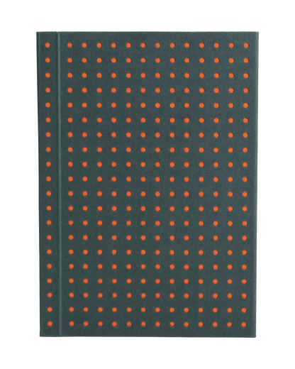Paper-Oh Circulo Grey on Orange A7 Softback Notebook – Plain – front cover