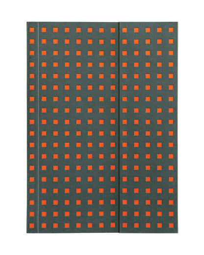 Paper-Oh Quadro Grey on Orange B6 Softback Notebook – Lined – front cover
