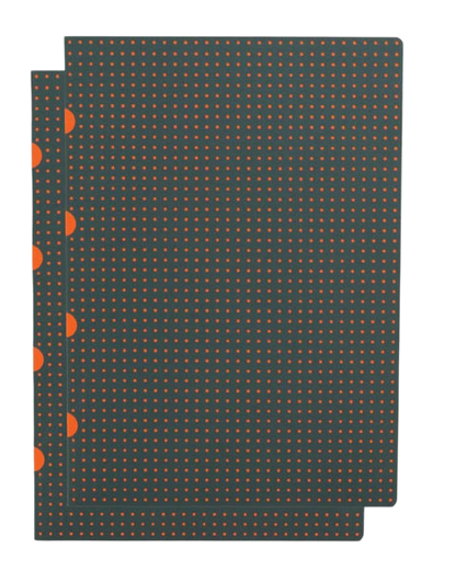 Paper-Oh Cahier Circulo Grey on Orange / Grey on Orange A4 Softback Notebook – Squared – product view