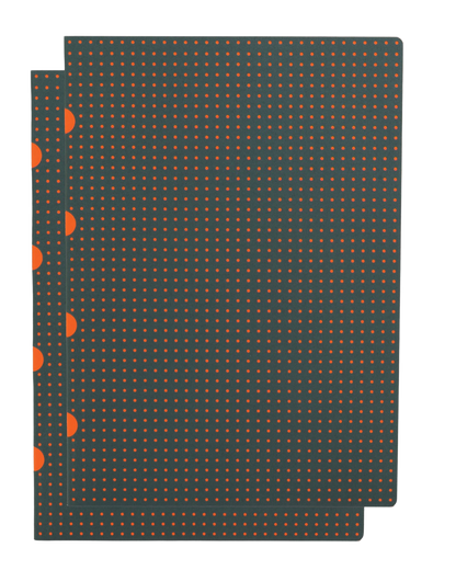 Paper-Oh Cahier Circulo Grey on Orange / Grey on Orange A4 Softback Notebook – Squared – front cover