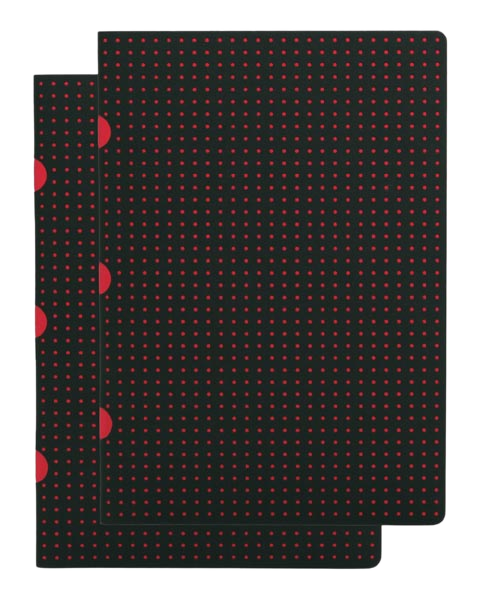 Paper-Oh Cahier Circulo Black on Red / Black on Red A5 Softback Notebook – Lined – product view