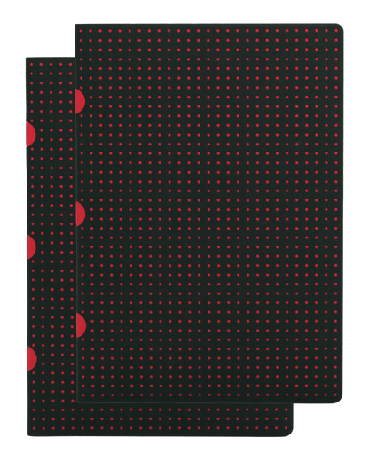 Paper-Oh Cahier Circulo Black on Red / Black on Red A5 Softback Notebook – Plain – front cover