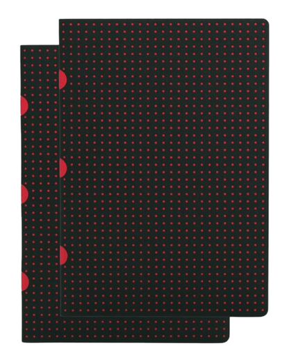 Paper-Oh Cahier Circulo Black on Red / Black on Red A5 Softback Notebook – Squared – product view