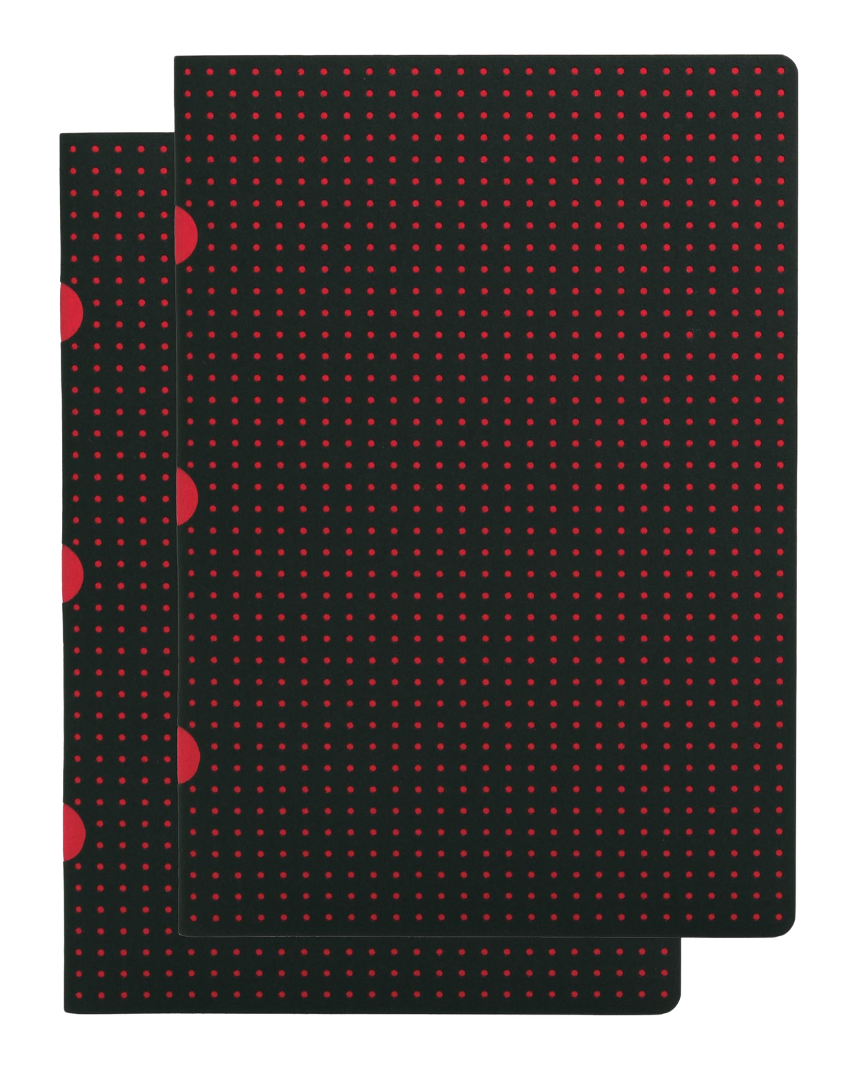 Paper-Oh Cahier Circulo Black on Red / Black on Red A5 Softback Notebook – Squared – front cover