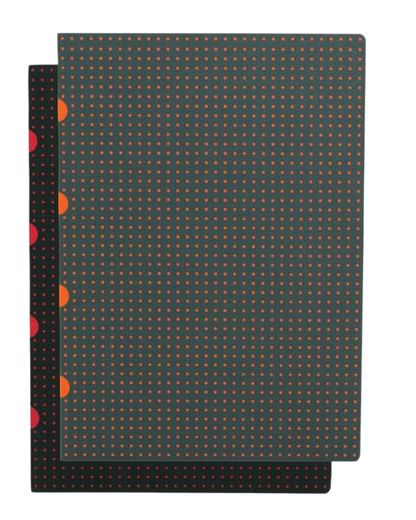 Paper-Oh Cahier Circulo Black on Red / Grey on Orange A4 Softback Notebook – Lined – product view