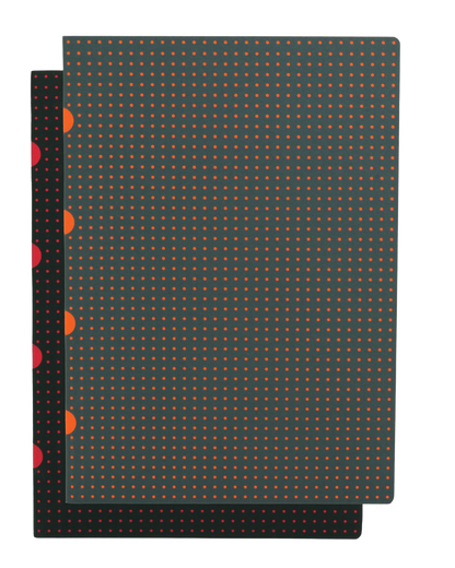 Paper-Oh Cahier Circulo Black on Red / Grey on Orange A4 Softback Notebook – Squared – front cover