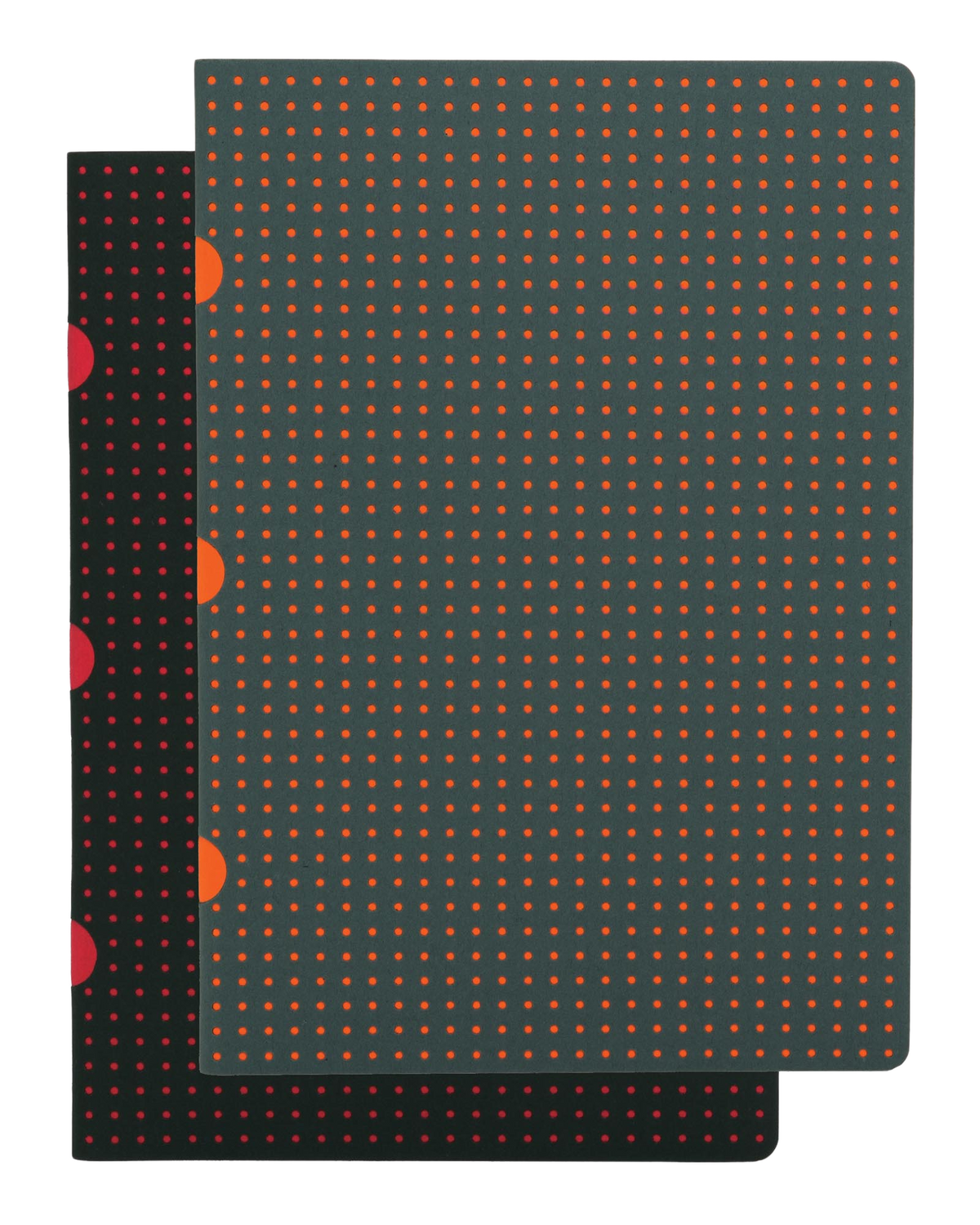 Paper-Oh Cahier Circulo Black on Red / Grey on Orange A5 Softback Notebook – Lined – front cover