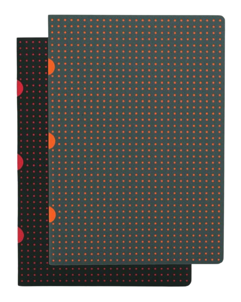Paper-Oh Cahier Circulo Black on Red / Grey on Orange A5 Softback Notebook – Plain – product view