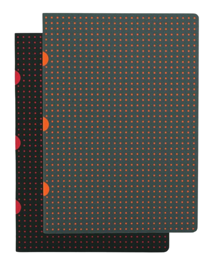 Paper-Oh Cahier Circulo Black on Red / Grey on Orange A5 Softback Notebook – Plain – product view