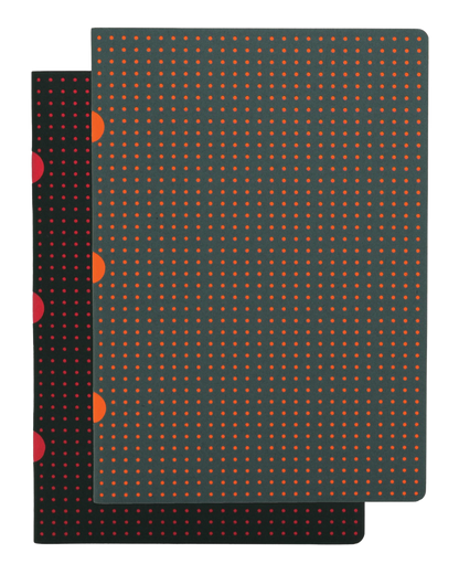 Paper-Oh Cahier Circulo Black on Red / Grey on Orange A5 Softback Notebook – Squared – front cover