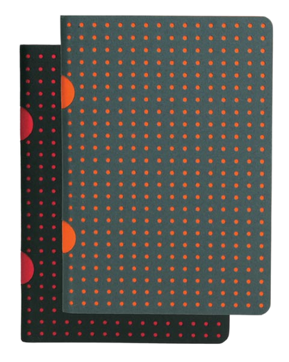 Paper-Oh Cahier Circulo Black on Red / Grey on Orange B7 Softback Notebook – Plain – product view