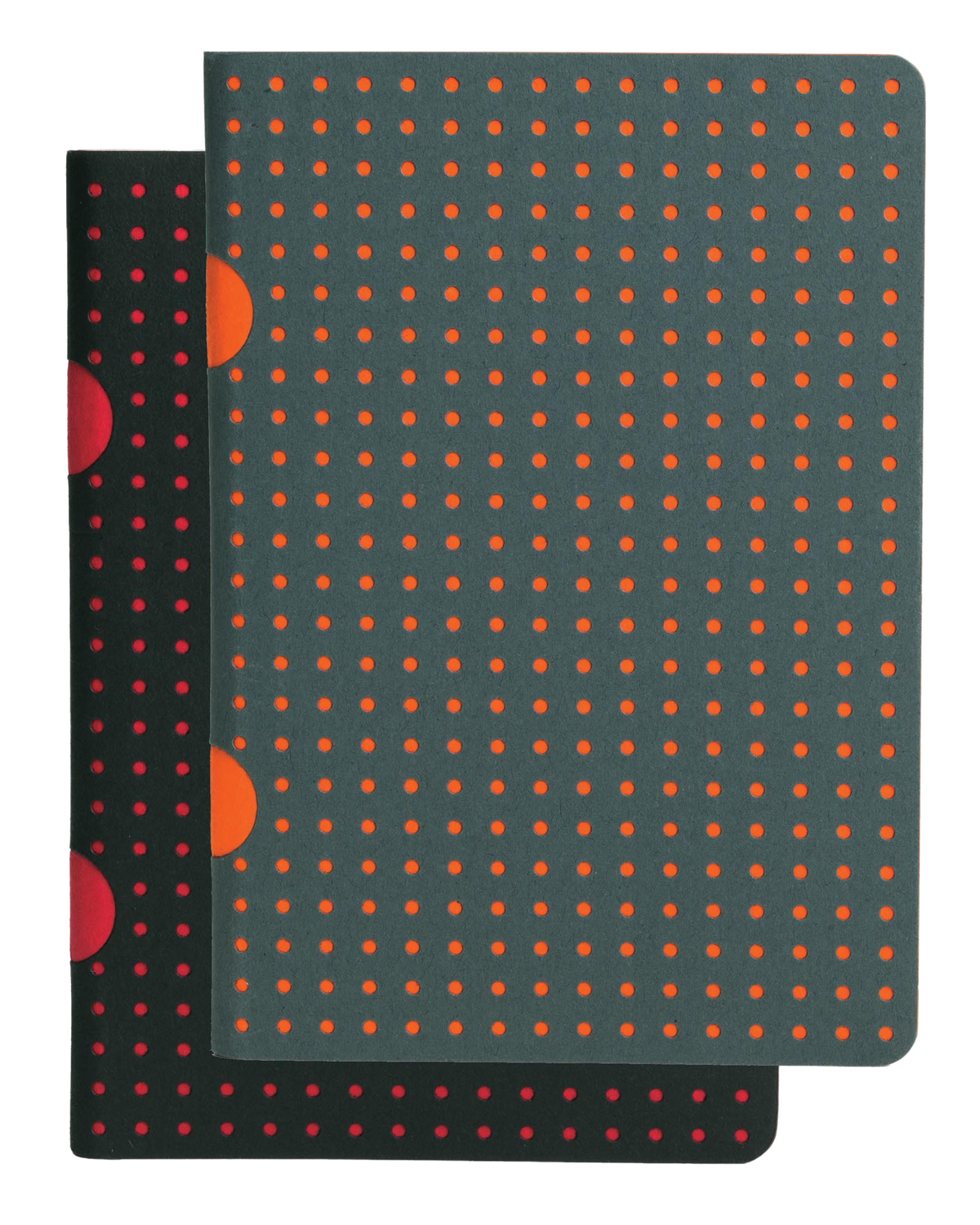 Paper-Oh Cahier Circulo Black on Red / Grey on Orange B7 Softback Notebook – Plain – front cover