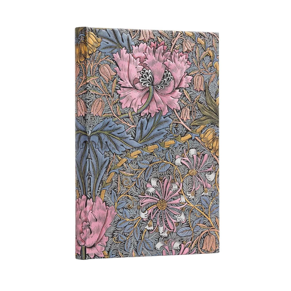 Paperblanks Morris Pink Honeysuckle Midi Hardback Journal – Lined, 144 Pages – angled view