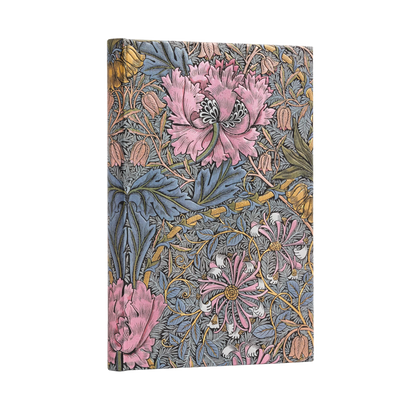Paperblanks Morris Pink Honeysuckle Midi Hardback Journal – Lined, 144 Pages – angled view