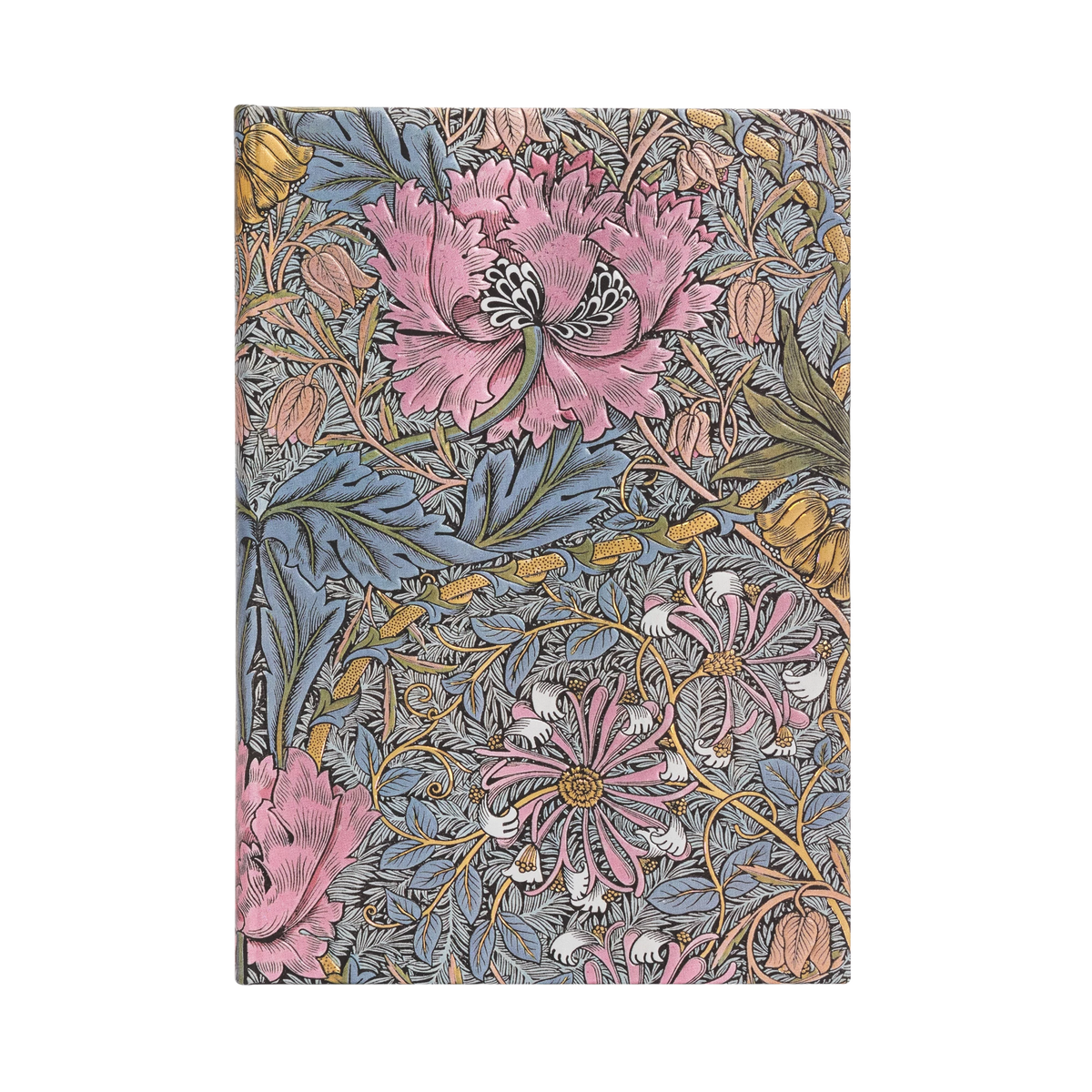 Paperblanks Morris Pink Honeysuckle Midi Hardback Journal – Plain, 144 Pages – front cover