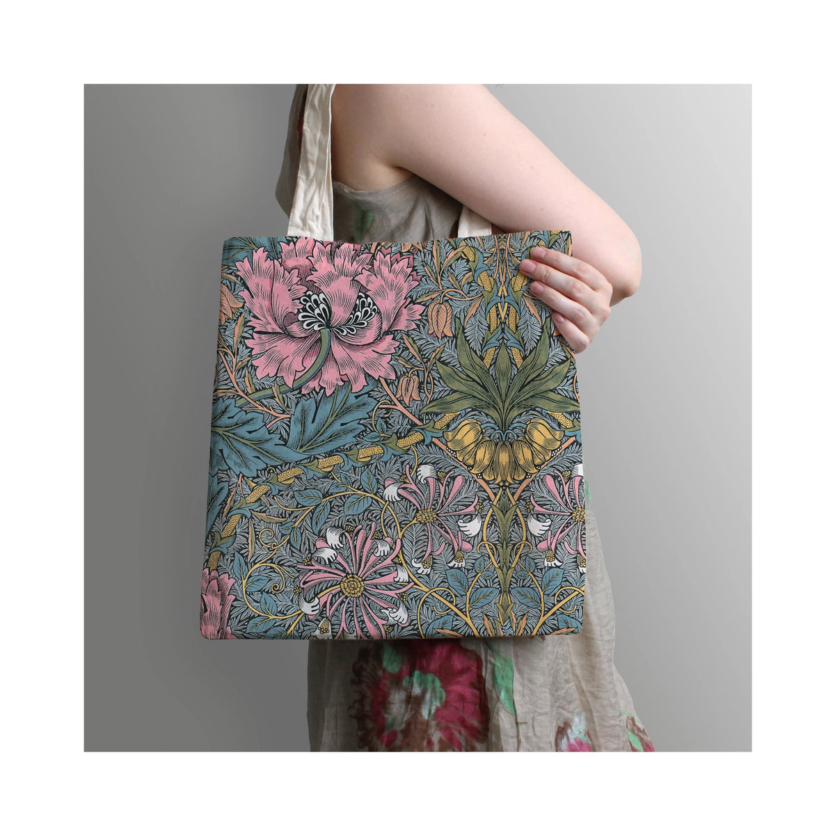 Paperblanks Morris Pink Honeysuckle Cotton Tote Bag – side view
