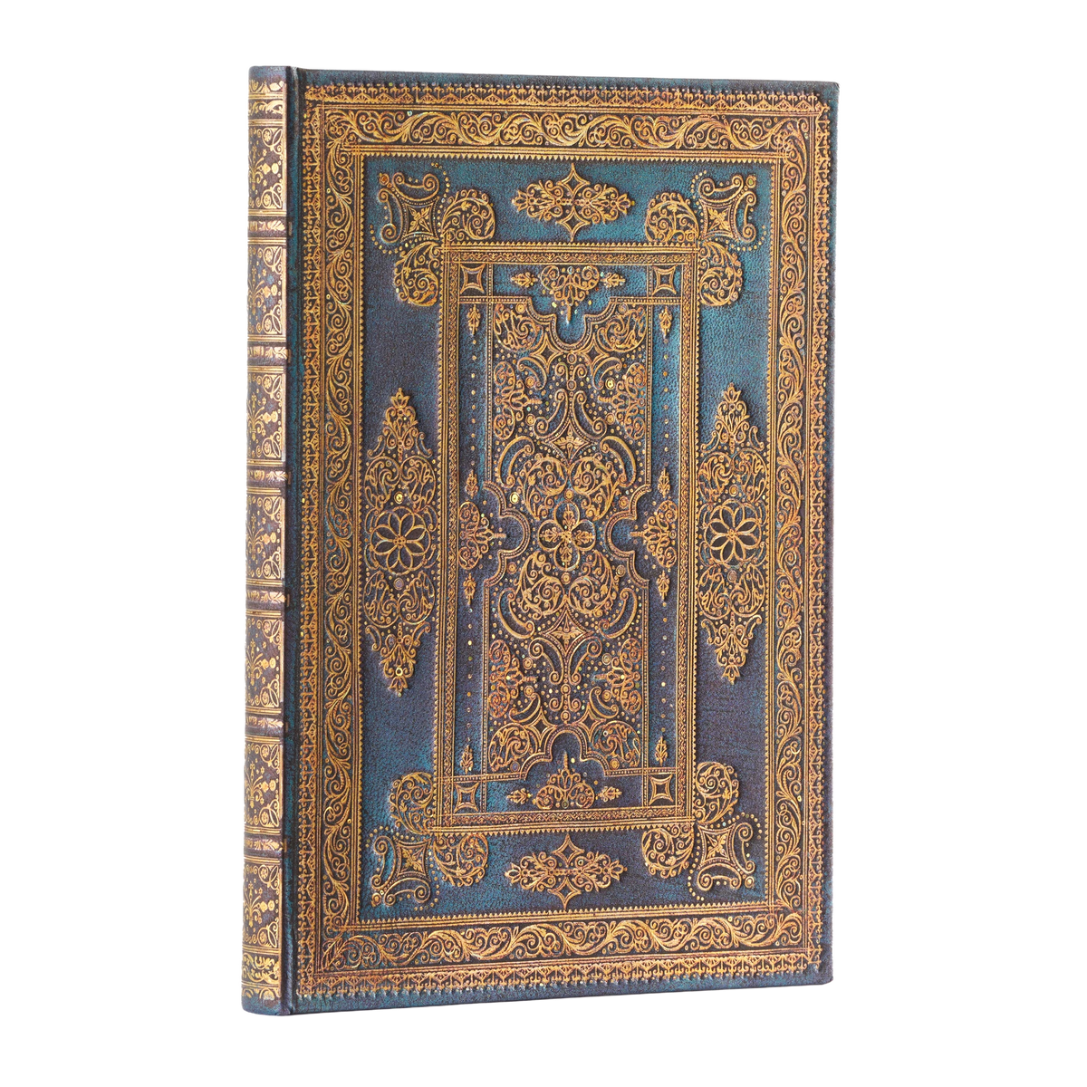Paperblanks Blue Luxe Midi Hardback Journal – Plain, 144 Pages – angled view