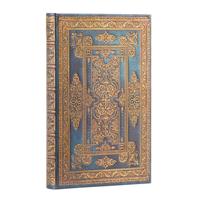 Paperblanks Blue Luxe Mini Hardback Journal – Lined, 176 Pages – angled view