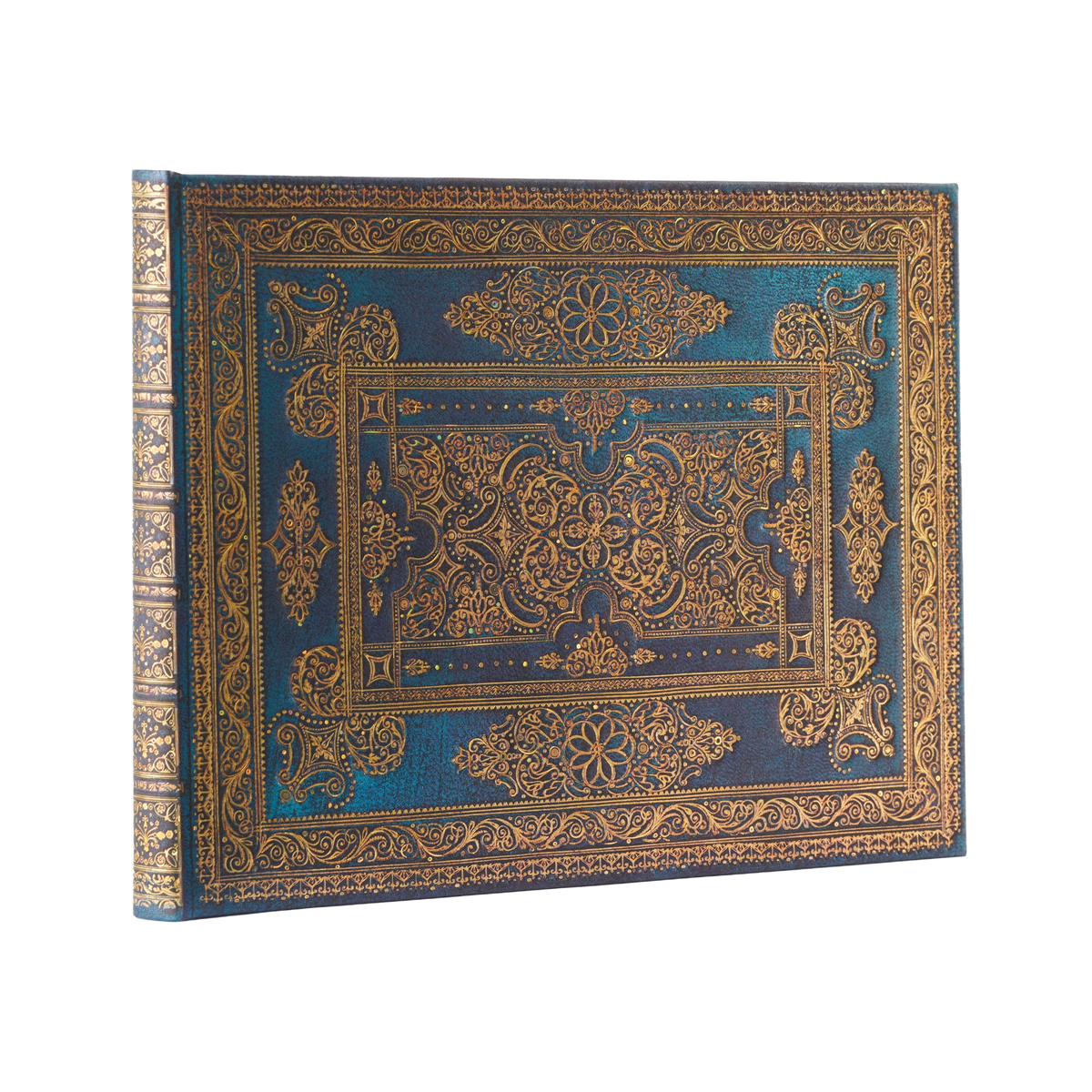 Paperblanks Blue Luxe Hardback Guest Book – Plain, 144 Pages – angled view