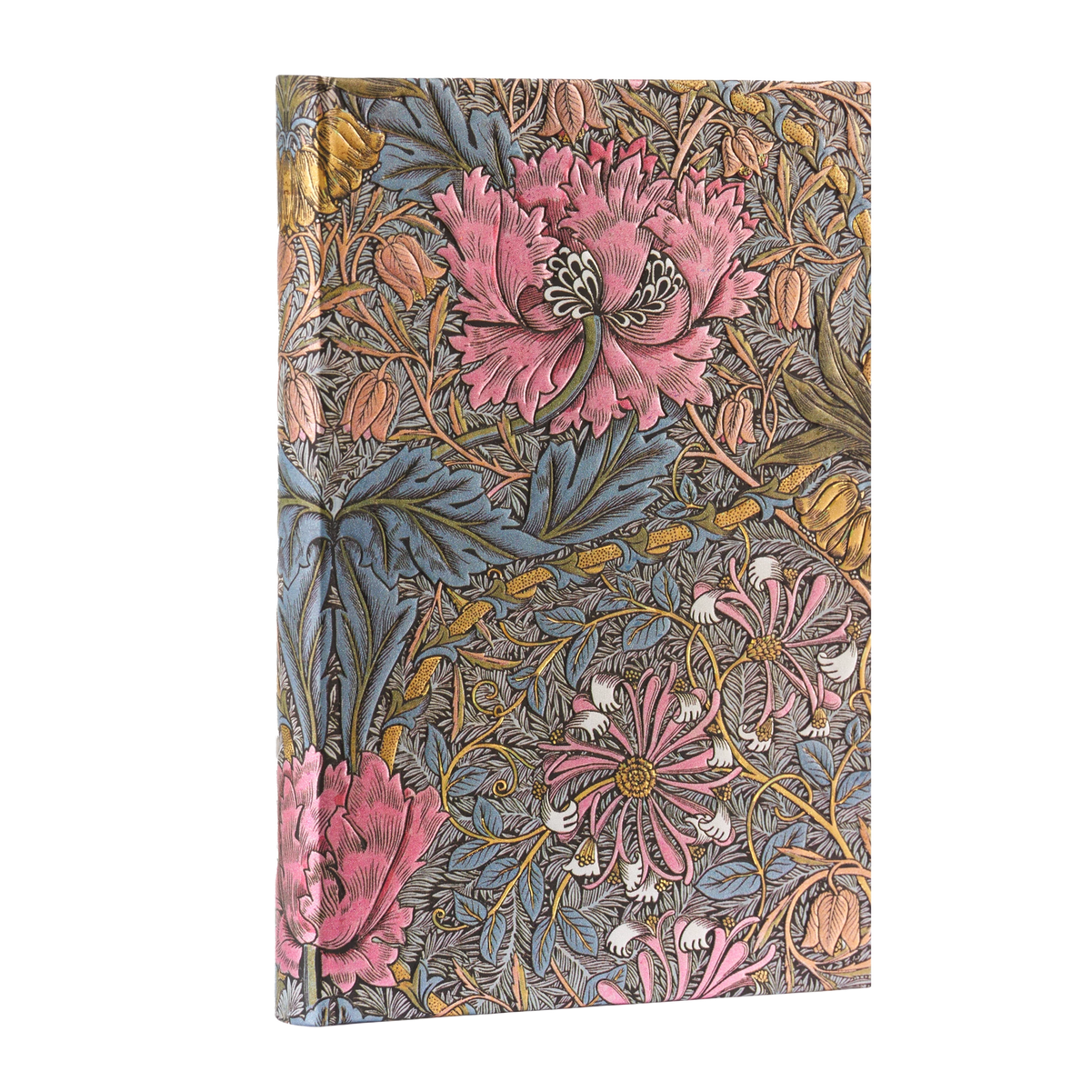 Paperblanks Morris Pink Honeysuckle Mini Hardback Address Book – 128 Pages – angled view
