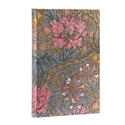 Paperblanks Morris Pink Honeysuckle Mini Hardback Address Book – 128 Pages – angled view