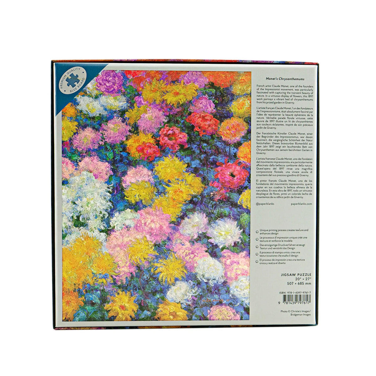 Paperblanks Monet’s Chrysanthemums 1000-Piece Jigsaw Puzzle – back view