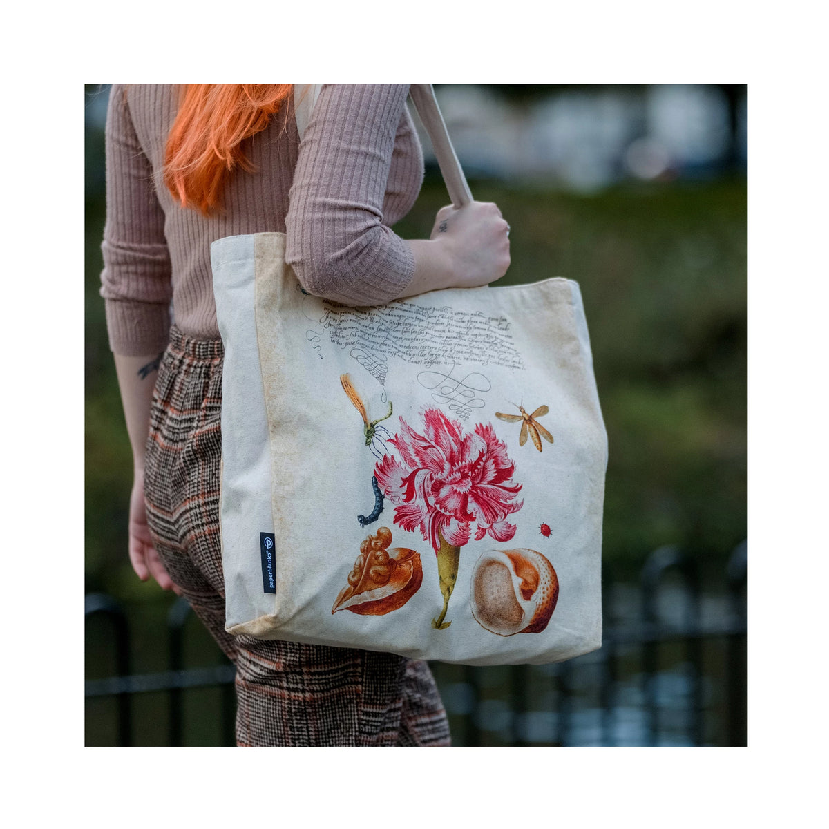 Paperblanks Pink Carnation Cotton Tote Bag – side view