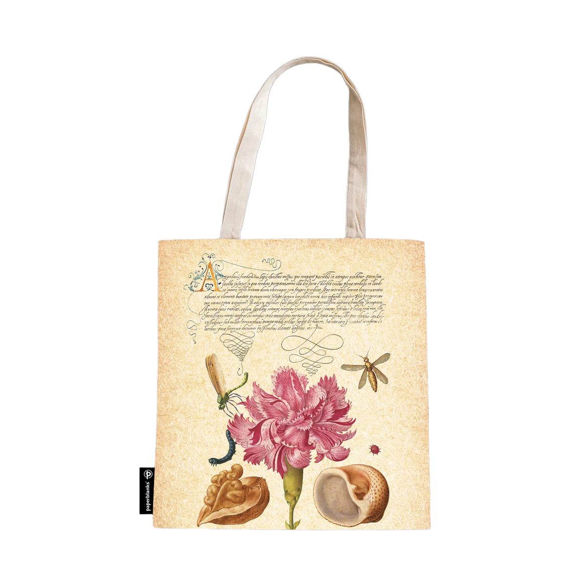 Paperblanks Pink Carnation Cotton Tote Bag – front view