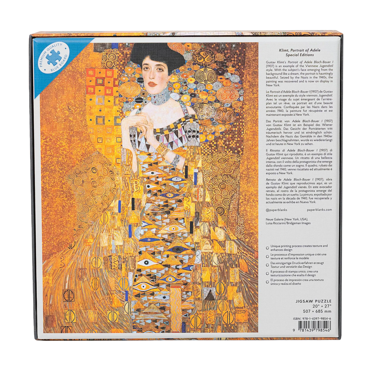 Paperblanks Klimt, Portrait of Adele 1000-Piece Jigsaw Puzzle – back view