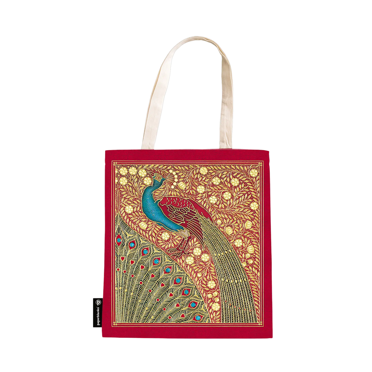 Paperblanks Hafiz’s Peacocks Cotton Tote Bag – front view