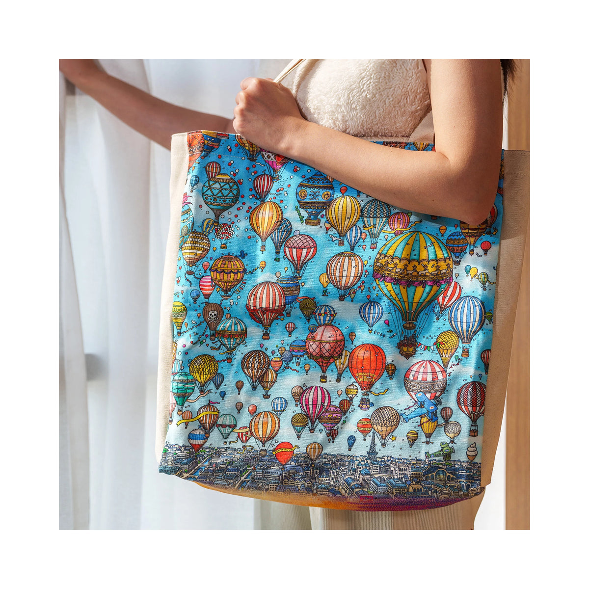 Paperblanks Balloon Festival/Sunset Ride Cotton Tote Bag – side view
